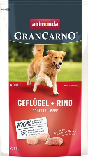 Animonda Grancarno Tørrfôr Adult Fjærkre + Storfekjøtt 2 X 4 kg