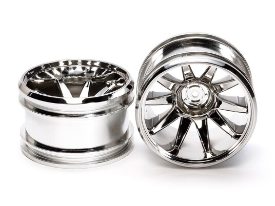 Tamiya 54677 GF-01 Chrome 10-Spoke Wheels Tamiya 54677 GF-01 Chrome 10-Spoke Wheels