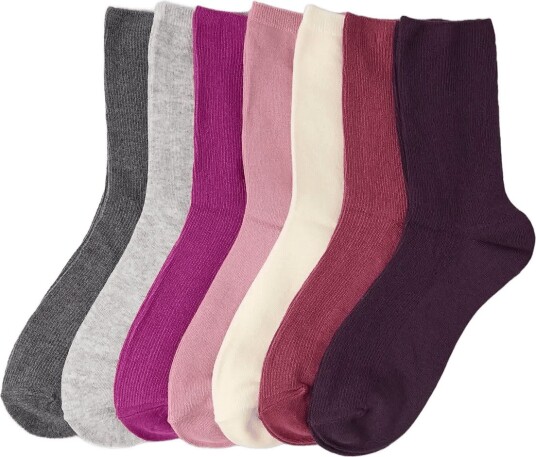 Lindex 7-Pack High Ankle Socks - DARK LILAC - 39/41