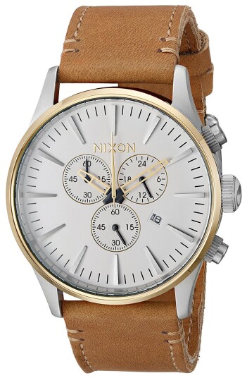 Nixon Herreklokke A4052548 00 The Sentry Hvit/Lær Ø42 mm