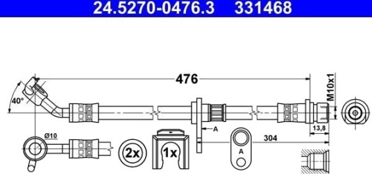 ATE 24.5270 0476.3 Bremseslange