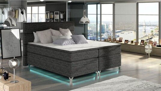Boxspring Eltap Amadeo med LED Berlin 02 Mørkegrå 140x200 cm