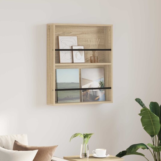 vidaXL Magasinreol med hylle Sonoma eik 60 x 12 x 70 cm Konstruert tre