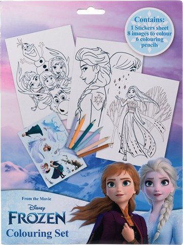 Euromic FROZEN Colouring set with colouring sheets and 6 pre sharpened colouring
