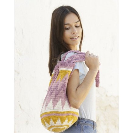 Drops Garnstudio Andes Sunrise av DROPS Design Veske Hekleoppskrift 67x34 cm