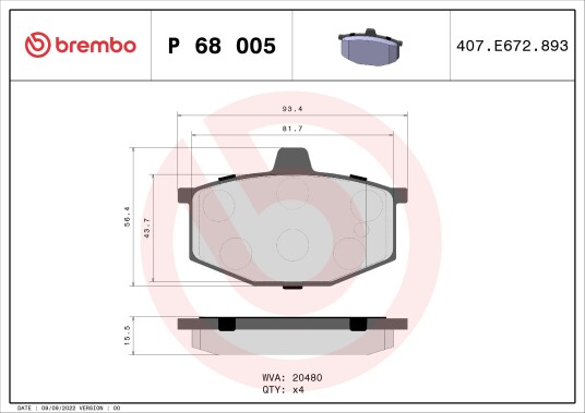Bremseklosser BREMBO P 68 005