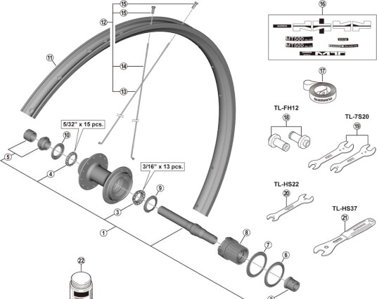 Shimano låsemutter unit høyre til hjul modell WH-MT501-CL