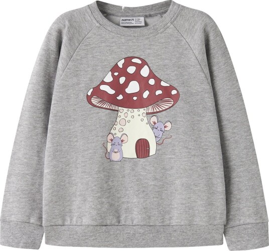 Name It Genser NmfVenus Grey Melange/Sopp Name It 5 år (110) Genser Grå