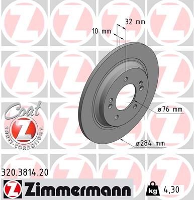 Bremseskive ZIMMERMANN 320.3814.20 Bremseskive ZIMMERMANN 320.3814.20