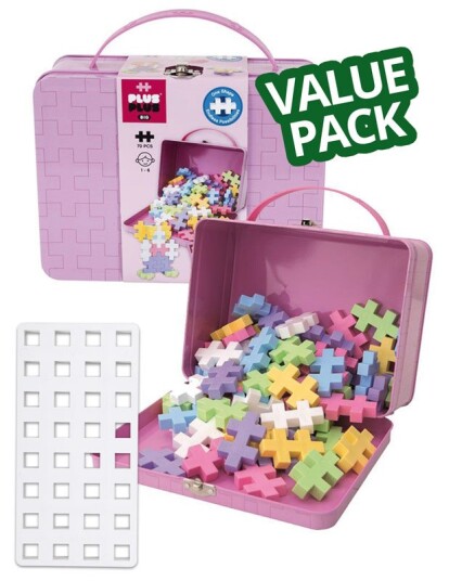 Plus Plus BIG Pastel Value Pack byggesett med 70 brikker og byggeplate i metallkoffert Plus Plus BIG Pastel Value Pack byggesett med 70 brikker og byggeplate i metallkoffert