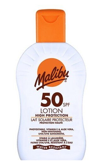 Malibu SPF 50 Solkrem med Aloe Vera og Vitamin E, 200 ml Vanntett Lotion Malibu SPF 50 Solkrem med Aloe Vera og Vitamin E, 200 ml Vanntett Lotion
