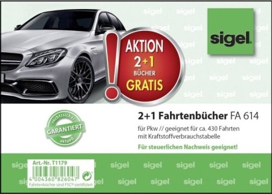 Sigel T1179 Kjørelogg Din A6 Tversformat Antall Blader: 40 3 Stk