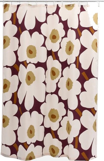Marimekko Home Unikko Shower Curtain 180X200 - PLUM, PINK, ELMWOOD, TOFFEE - 180X200
