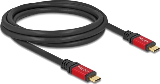 Delock Usb-Kabel 24 Pin Usb-C Hann Til 24 Pin Usb-C Hann Usb 2.0 48 V 5 A 2 M Støtte For Power Delivery 3,1 Gullbelagte Kontakter Rød