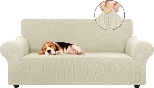 Elastisk sofatrekk 180-240cm - Off-White