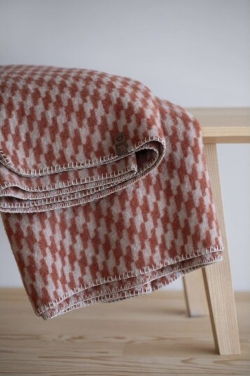Fussenegger Merano Wool Blend Throw "Houndstooth" Terracotta 160X200cm