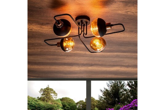 Taklampe Zarethia Svart / Kobber Kobber/Svart