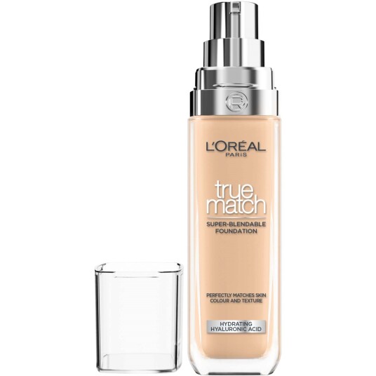 L'Oréal Paris True Match Foundation 3N Creamy Beige 30 ml - Dermatologisk Testet, Fuktighetsgivende