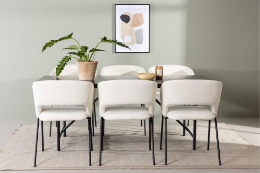 Venture Home Astrid Spisegruppe 200 cm Rektangulær med 6 Day Stoler Sort