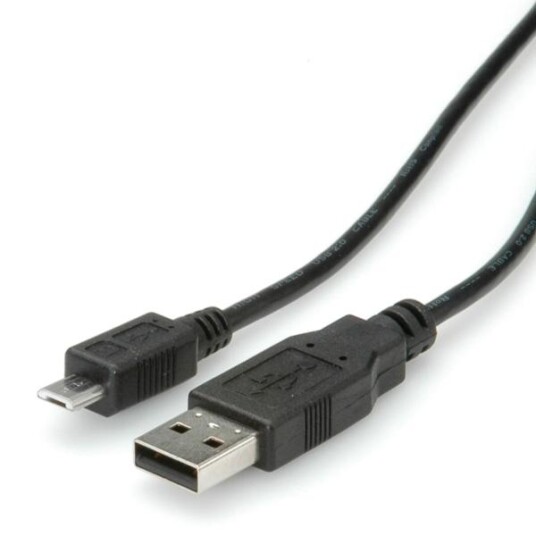ROLINE 3m USB 2.0 A til Micro-USB B Kabel Svart ROLINE 3m USB 2.0 A til Micro-USB B Kabel Svart