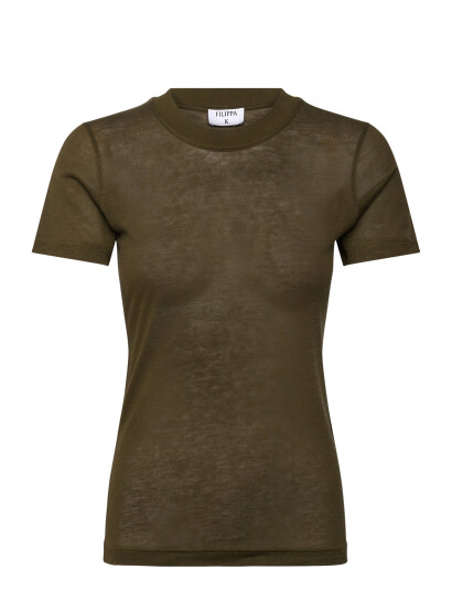 Filippa K Lyocell Cashmere Tee   Khaki green   XL