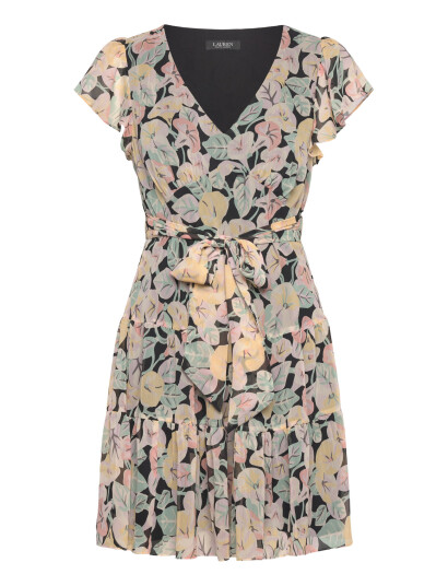 Lauren Ralph Lauren Floral Belted Georgette Tiered Dress - Multi/patterned - 42