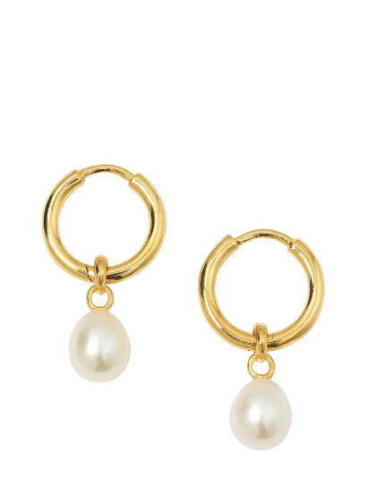 SYSTER P Treasure Pearl Hoops Gold |Guld |One Size