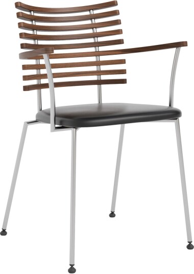 Naver Collection - Tiger Karmstol Oljad Valnöt Underrede I Rostfritt Stål Sits Select Läder Svart Spisestoler Henrik Lehm Lær/metall/tre