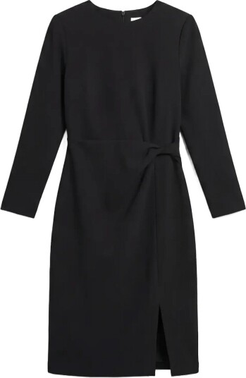 Calvin Klein Scuba Crepe 3/4 Slv Twist Dress   Black   XS