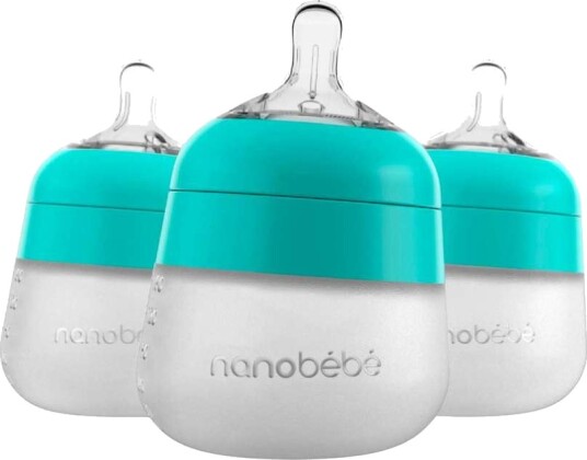 Nanobébé Flexy Silicone Baby Bottle Turquoise 3x150ml Nanobébé Flexy Silicone Baby Bottle Turquoise 3x150ml