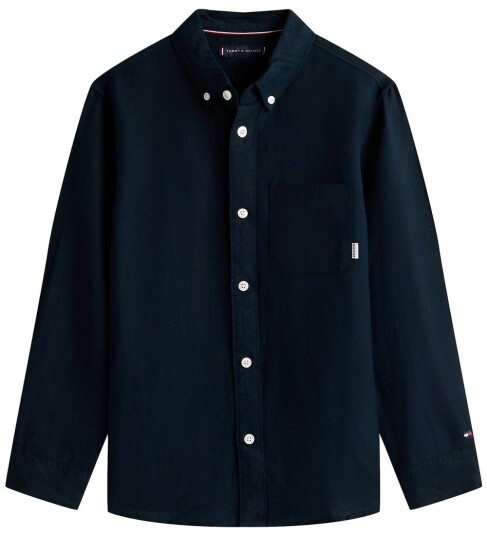 Tommy Hilfiger Linen Blend Relaxed Shirt Ls Navy 128