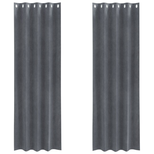 Gardiner med gardiner 2 pcs Lysegrå 140 x 245 cm Fløyel Gardiner med gardiner 2 pcs Lysegrå 140 x 245 cm Fløyel