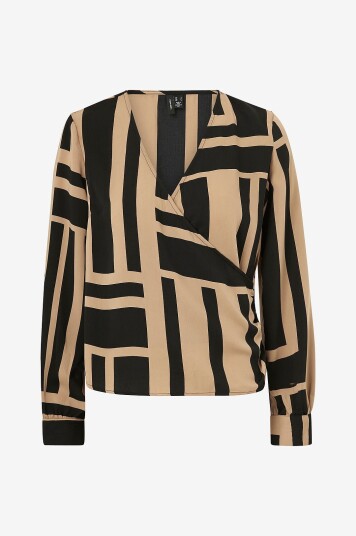 Vero Moda Bluse vmBrita L/S Rouching Midi Top Svart