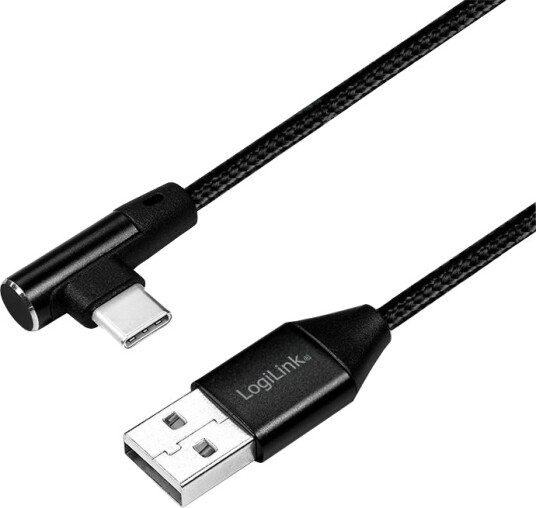 LogiLink USB-A til Vinklet USB-C Kabel 0,3m 480 Mbit/s Svart