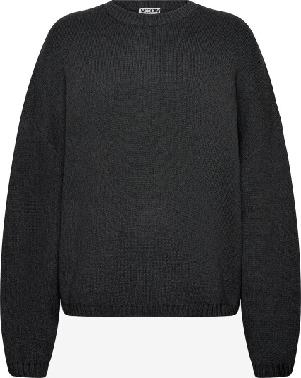 Weekday Oversized Heavyweight Cotton Sweater   DARK GREY MELANGE   XS