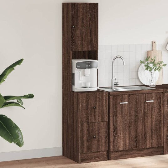 Kjøkkenskap brun eik 35x50x180 cm konstruert tre Kjøkkenskap brun eik 35x50x180 cm konstruert tre