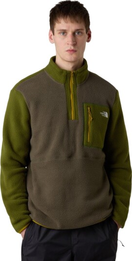 The North Face Men"s Yumiori 1/4 Zip Fleece Jacket New Taupe Green/Woodland Green/Deep Dijon L