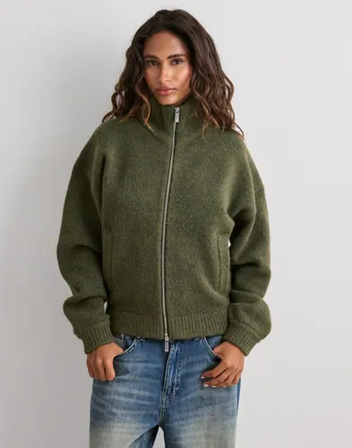 Nelly Grønn Knit Bomber Jacket