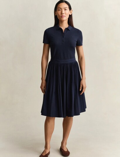 GANT Ctn Pleated Skirt Navy 42