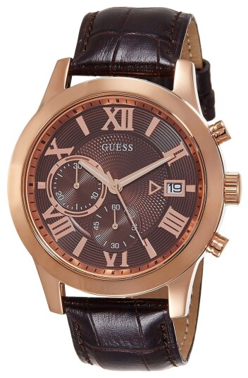 Guess Herreklokke W0669G1 Sporty Brun/Lær Ø45 mm