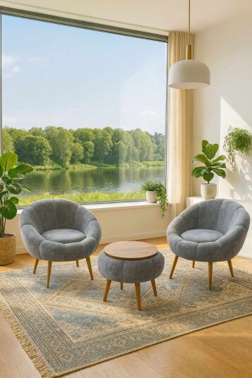Wing Chair & Coffee Table Set (3 Pieces) Atelier Del Sofa -