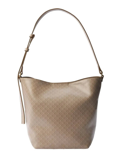 Calvin Klein Emblem Aop Medium Bucket   Beige   ONE SIZE