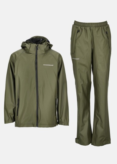 Swedemount Koster Rain Set Jr Olive/Olive 140 Sett Jakke + Bukse
