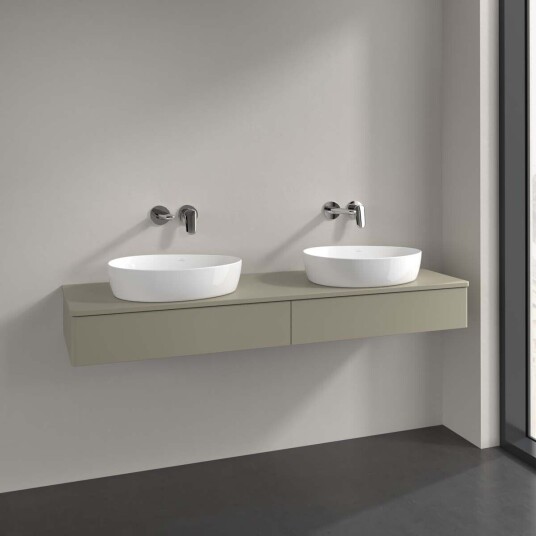 Villeroy & Boch Antao Servantskap med 2 skuffer 160x50x19 cm u/lys Steingrå Matt Villeroy & Boch Antao Servantskap med 2 skuffer 160x50x19 cm u/lys Steingrå Matt