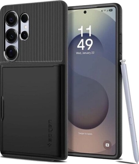 Spigen Slim Armor CS Mobildeksel med kortspor til Samsung Galaxy S25 Ultra - Svart