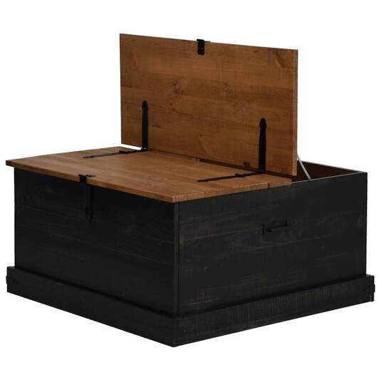 Oppbevaringskiste HALDEN svart 91x91x47 cm heltre furu Oppbevaringskiste HALDEN svart 91x91x47 cm heltre furu