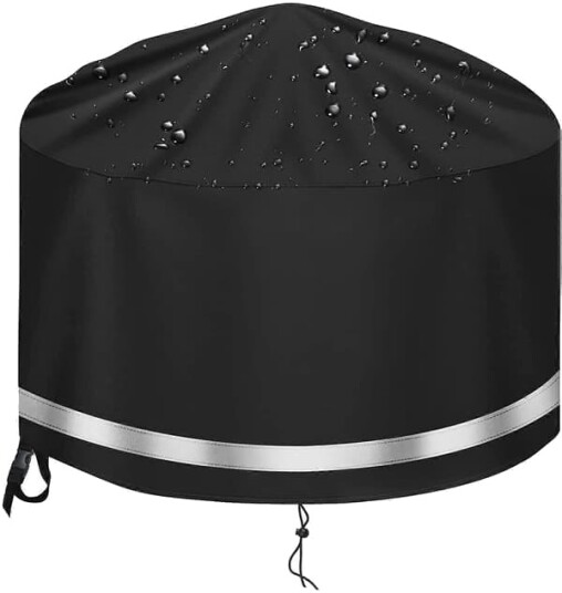 Rund bålpanne trekk Vanntett vindtett UV bestandig rivebestandig 600D Oxford stoff grillbålpanne trekk 74x46cm   Svart [DB]