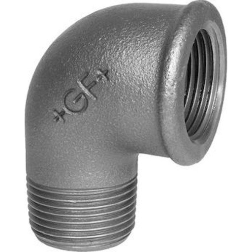 GF Galvanisert 90 Grader Vinkel med Muffe/Nippel 1 1/2" for Hydraulikk