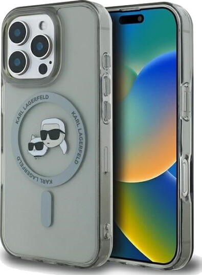 Karl Lagerfeld iPhone 16 Pro Max MagSafe Deksel med Karl & Choupette Hode - Svart Karl Lagerfeld iPhone 16 Pro Max MagSafe Deksel med Karl & Choupette Hode - Svart