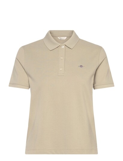GANT Reg Shield Ss Pique Polo Beige S GANT Reg Shield Ss Pique Polo Beige S
